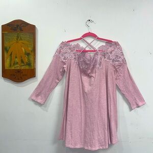 Meadow Rue Pink Lace Detail Top